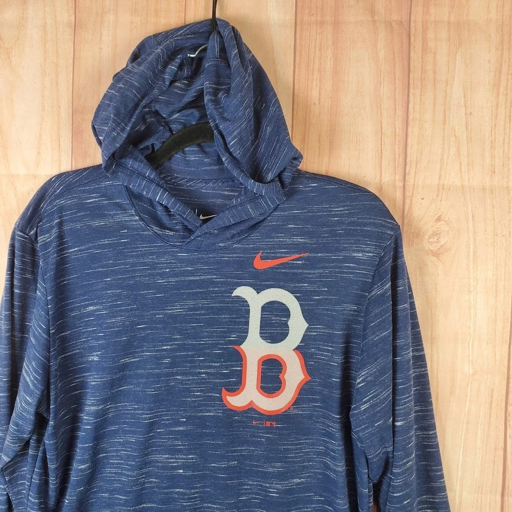 Nike‎ Dri Fit Hoodie Mens Small Navy Blue Graphic Boston Red Sox Baseball Team